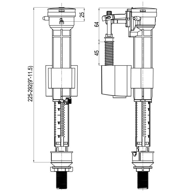 hot sale upc wras toilet valve fill and flush flushing valve for cistern dual push button anti siphon inlet plastic float valve