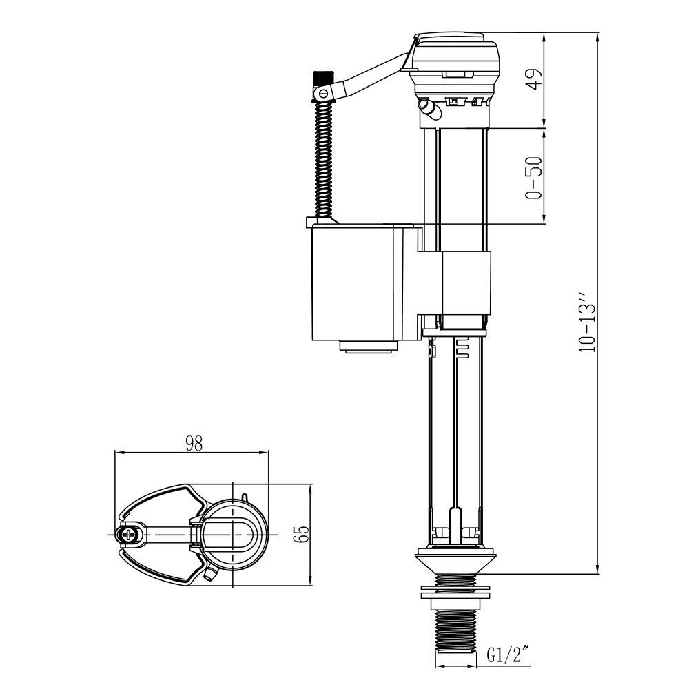 Toilet Fitting Flush Valve And fill valve In Toilet Water Tank Repair Kits