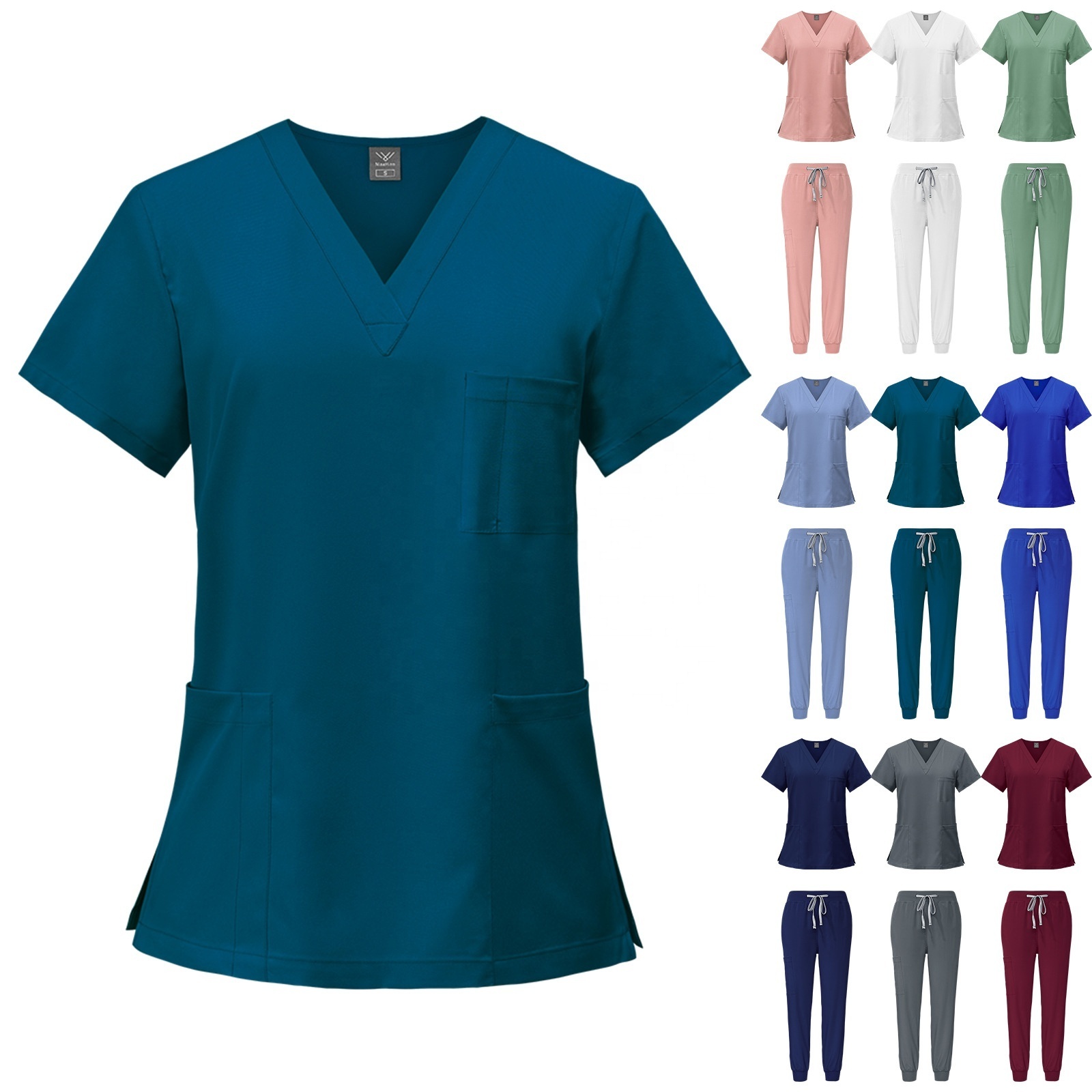 Factory In Stock Anti Wrinkle Washable Scrub Suit Uniform Unisex Jogger Hospital Uniform Medical Nursing Scrubs Set