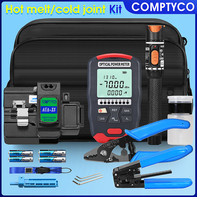 COMPTYCO AUA-X5 Optical fiber cleaver AUA-D7 Optical power meter Hot welding Visual fault locator OPM VFL Optical fiber tool set