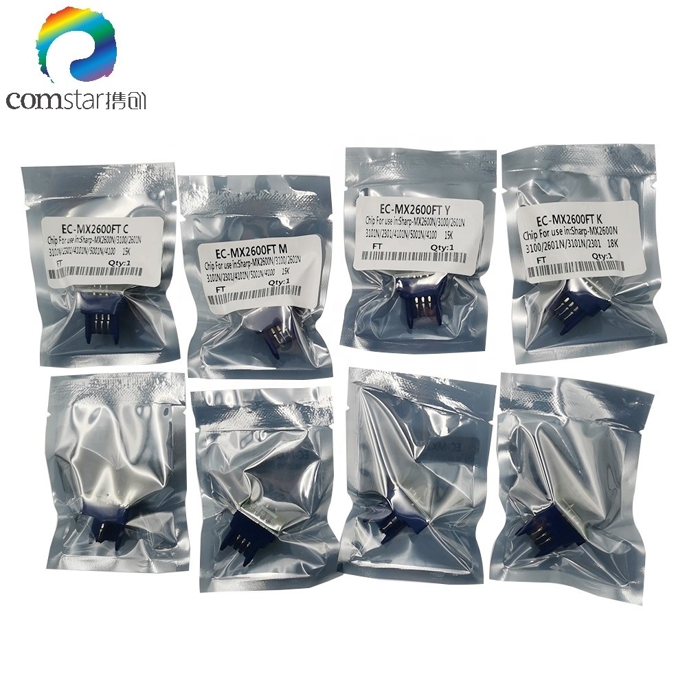 MX2600 CMYK toner cartridge reset chip for Sharps MX-2600N MX-3100N MX-2601N MX-3101N MX-4100 MX 4101N 5000N 5001N Toner chip