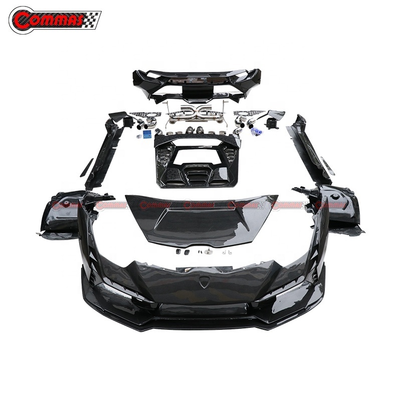 Tecnica Style Black Carbon Fiber Body Kit For Lambroghini Huracan Engine Cover Hood Front Rear Bumper Tailcap Bodykit