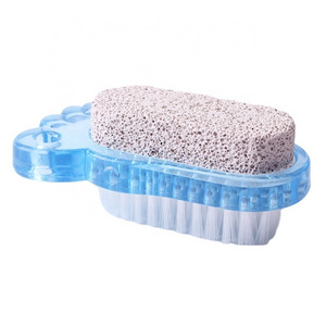 Hot Sale Foot File Plastic Pumice Sponge Stone in Feet Shape Dead Skin Remover with Cleaning Brush nail brush