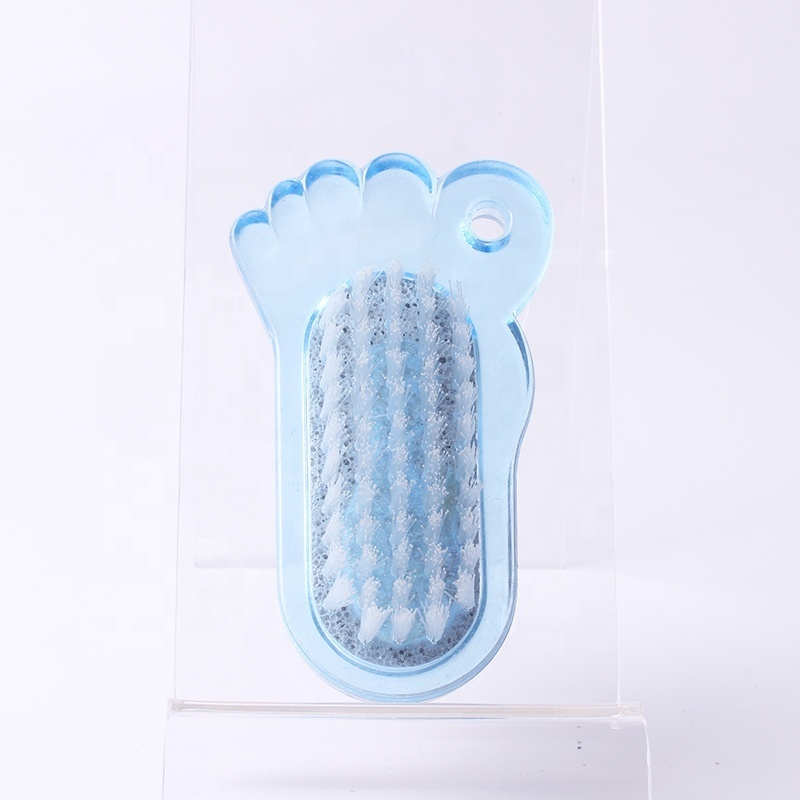 Hot Sale Foot File Plastic Pumice Sponge Stone in Feet Shape Dead Skin Remover with Cleaning Brush nail brush