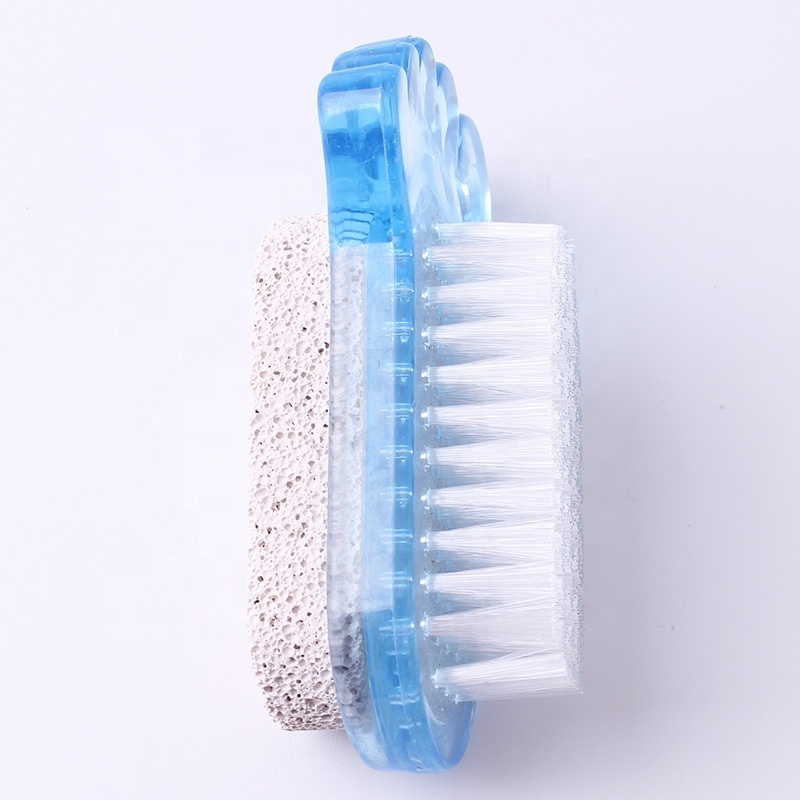 Hot Sale Foot File Plastic Pumice Sponge Stone in Feet Shape Dead Skin Remover with Cleaning Brush nail brush