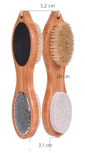 4 in 1 Pedicure Paddle Kit Natural Bamboo Foot Care Bristle Brush Pumice Stone Feet Rasp Sand Paper Foot File Callus Remover