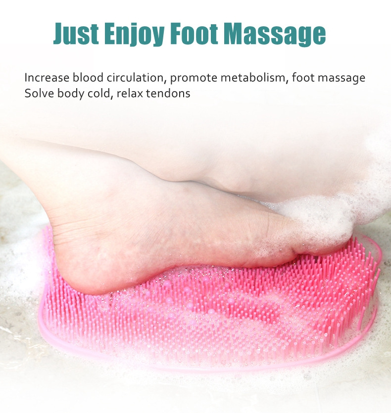 Hot Foot Scrubbers for Shower Non-Slip Massage Foot Cleaner Floor Mat Silicone Exfoliating Back Cleaning Brush Pad Foot Scrubber