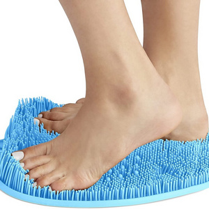 Hot Foot Scrubbers for Shower Non-Slip Massage Foot Cleaner Floor Mat Silicone Exfoliating Back Cleaning Brush Pad Foot Scrubber