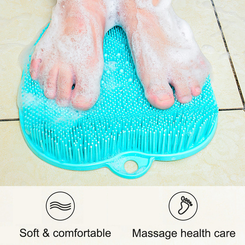 Hot Foot Scrubbers for Shower Non-Slip Massage Foot Cleaner Floor Mat Silicone Exfoliating Back Cleaning Brush Pad Foot Scrubber