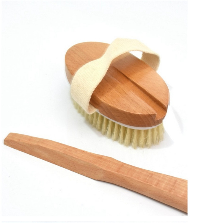 Back Brush Exfoliator Soft Bristle Brush with Long Handle Naturally Exfoliate Dead Skin Cellulite Stimulates Lymph Body Scrubber