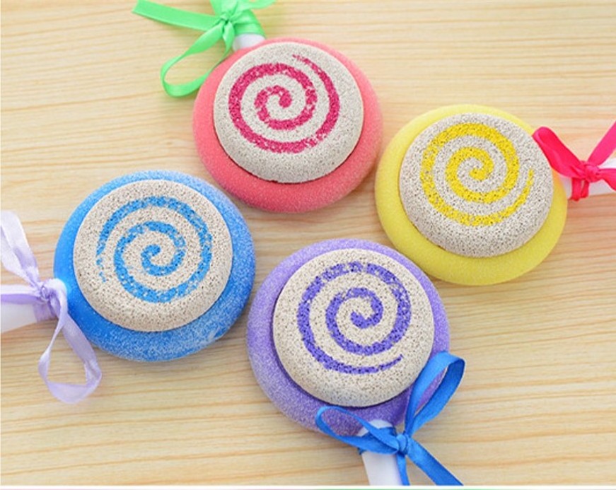 Cute Lollipop Double Sided with Handle Feet Hard Skin Cleaning Callus Pedicure Remover Foot Pumice Stone Cleaner Foot Scrubber