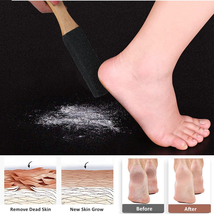 Pumice Stone Wooden Pedicure Kit Heel Scraper Foot Callus Remover Sander Feet Scrubber Foot Care Dry Cracked Dead Skin Foot File