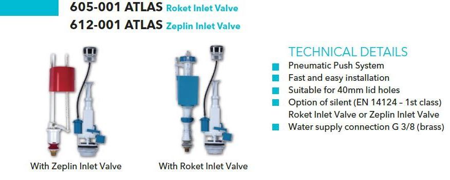 The Best Wholesale ATLAS PNEUMATIC FLUSH MECHANISM PUSH SYSTEM (WITH ROCKET) Filling Valves