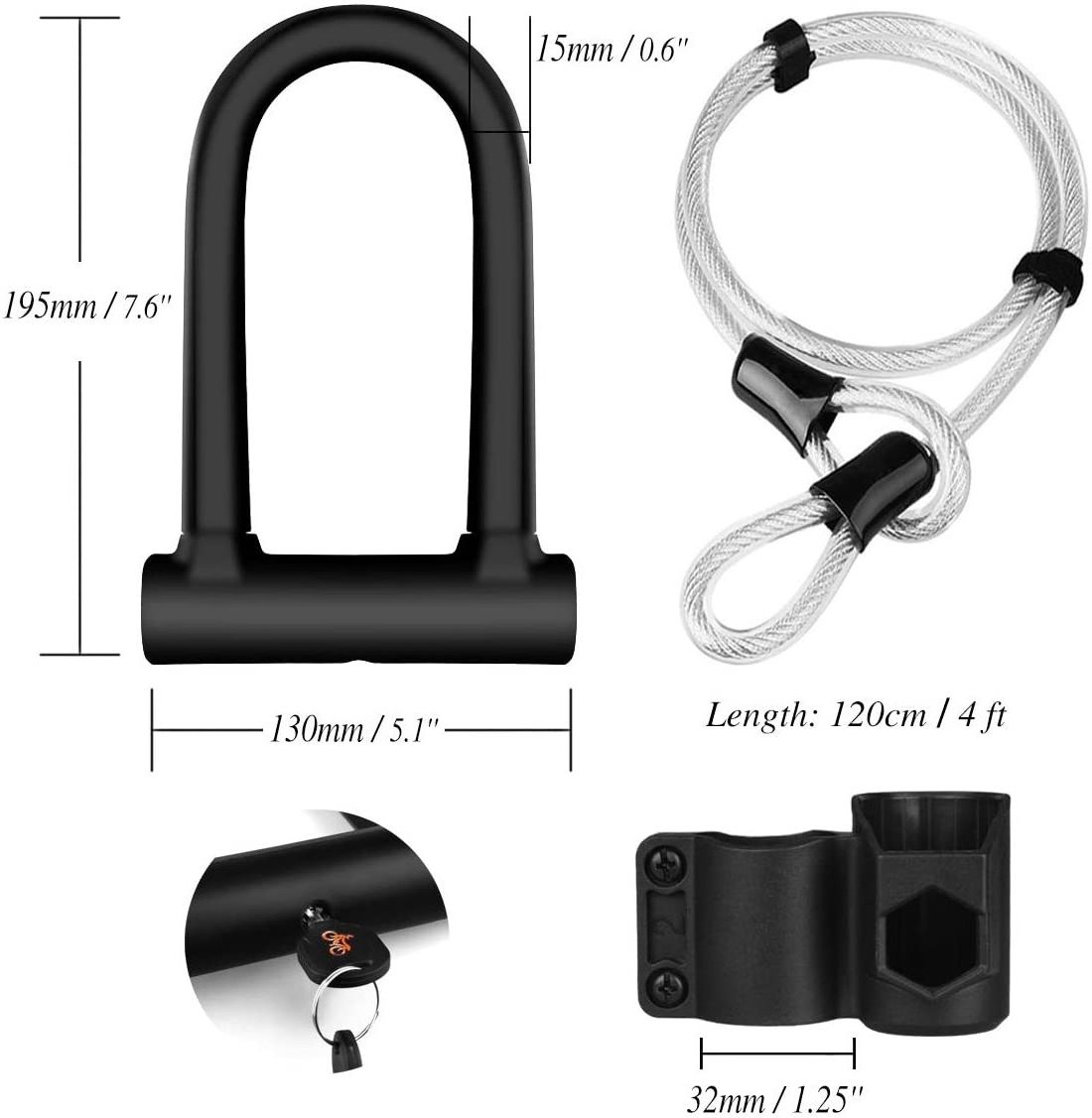 Heavy Duty D shape  Bike   Cycle Lock Shackle Lock U Lock