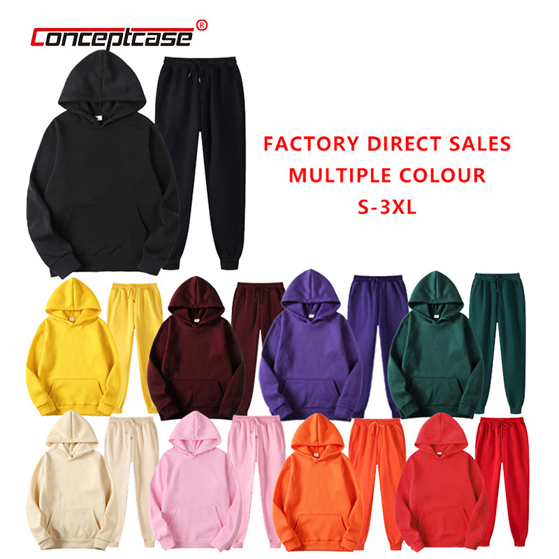 Custom Logo Unisex Jogger Sweat Suits Women Men'S Sweatsuit Hoodies Set Long Sleeve 2 Pcs Joggers Hoodie Set Tracksuit For Women