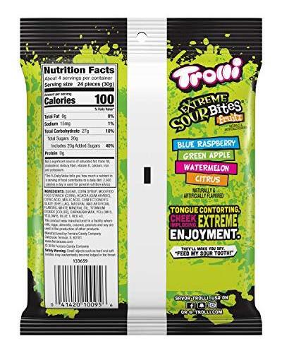 Trolli Extreme Sour Bites Gummy Candy, 4 Ounce, Pack of 12