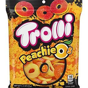 Trolli Peachie O's Sour Gummy Rings Candy, 4.25 Ounce, [1-Bag]