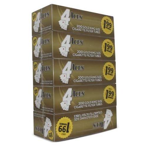 4 Aces Light King Size RYO Cigarette Tubes 200ct Box (5 Boxes)