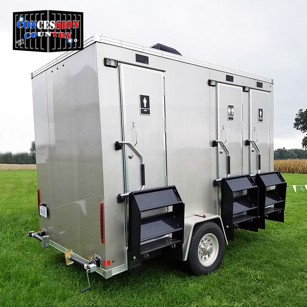 Portable Bathroom Trailer Toilets 3 Stall Outdoor Trailer Restroom Shower VIP Mobile Toilet Trailer For Sale