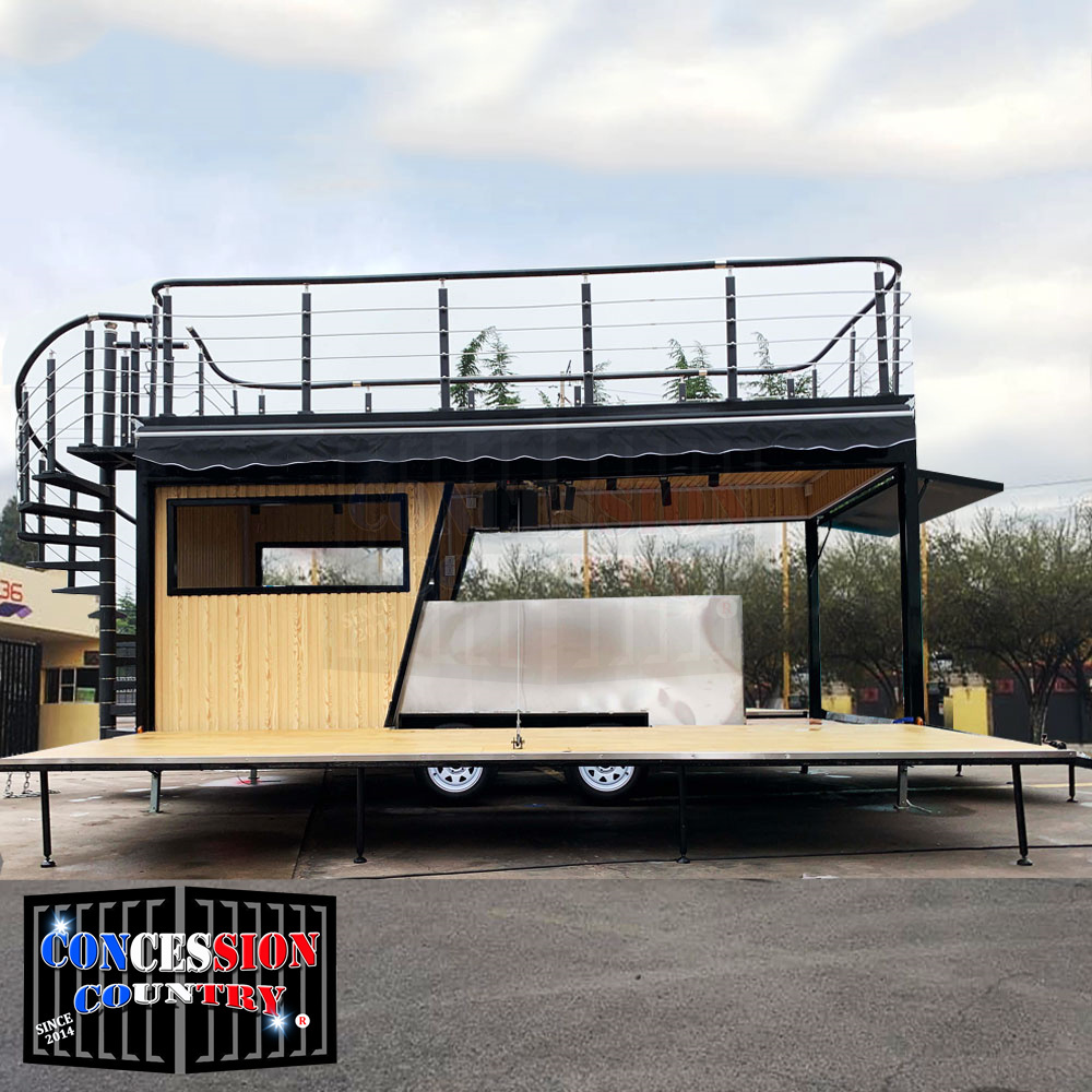 Fast Food Trailer All Purpose Street Restaurant Bar Double Decker Mobile Food Truck For Sale With Kitchen