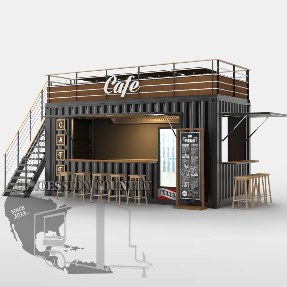 China Prefab Foldable Cafe Container Coffee Shop 20FT Container Restaurant Luxury Shipping Container Bar With Kitchen For Sale