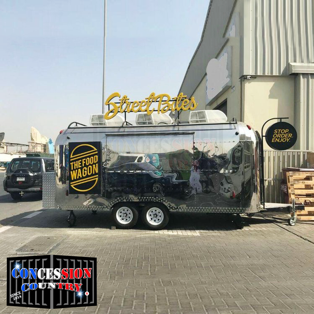 Stainless Steel Airstream Concession Catering Mobile Bar  Food Trailer Fully Equipped Ice Cream Coffee Fast Food Truck For Sale