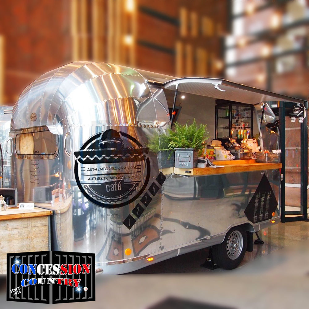 Stainless Steel Airstream Concession Catering Mobile Bar  Food Trailer Fully Equipped Ice Cream Coffee Fast Food Truck For Sale