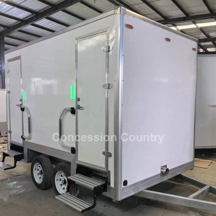 Mobile Vip toilet trailer luxury 2 stalls restroom trailer bathroom shower camping toilet trailer