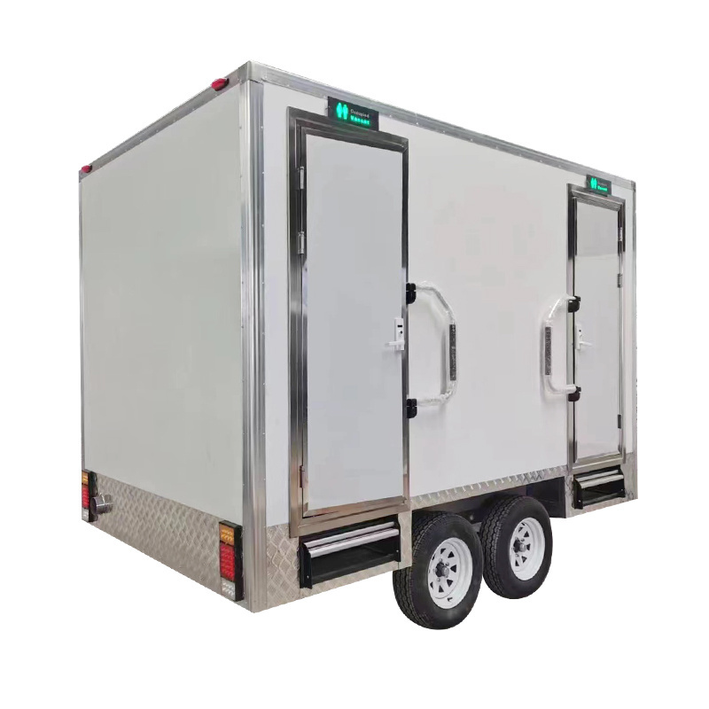 Mobile Vip toilet trailer luxury 2 stalls restroom trailer bathroom shower camping toilet trailer