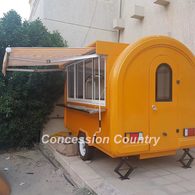 mobile food truck with full kitchen concession mini portable food trailer small round food trailer with sunshade