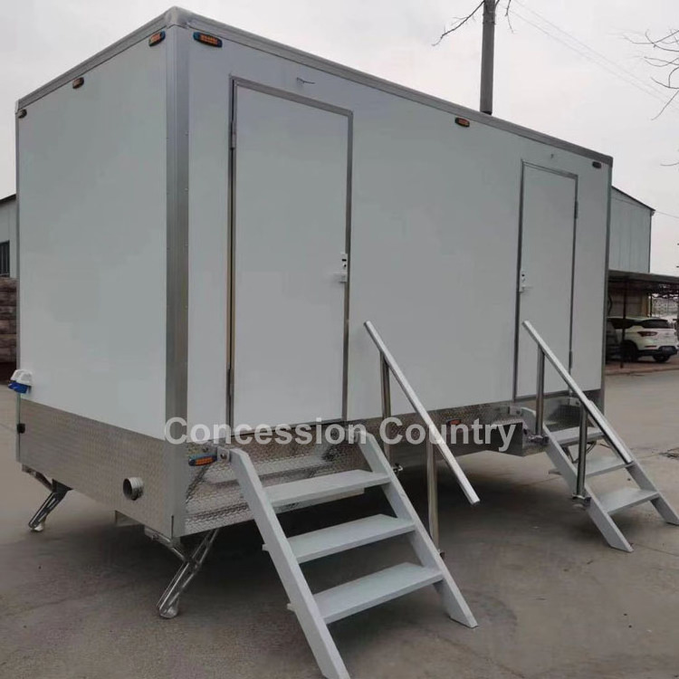 Mobile Vip toilet trailer luxury 2 stalls restroom trailer bathroom shower camping toilet trailer