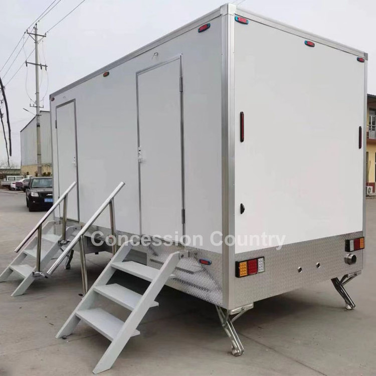 Mobile Vip toilet trailer luxury 2 stalls restroom trailer bathroom shower camping toilet trailer