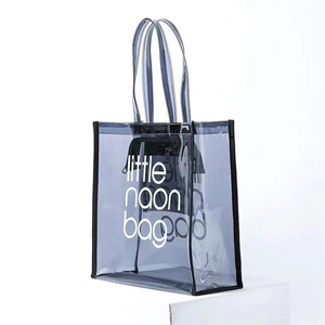 Custom Logo fashion eco friendly cheapest shopping transparent little neon pink pvc tote bag