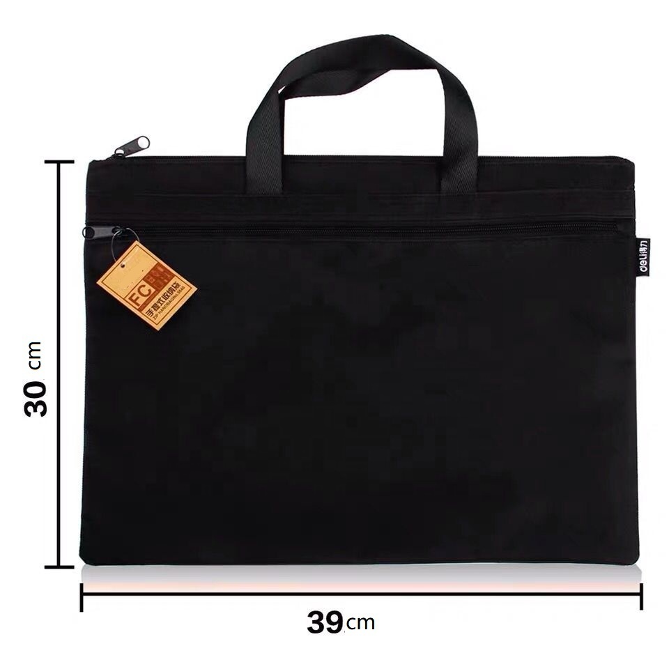 A4 Document Bags Portable Double Layer File Folder Zipper Canvas Filing Holder for Computer Paper Documents