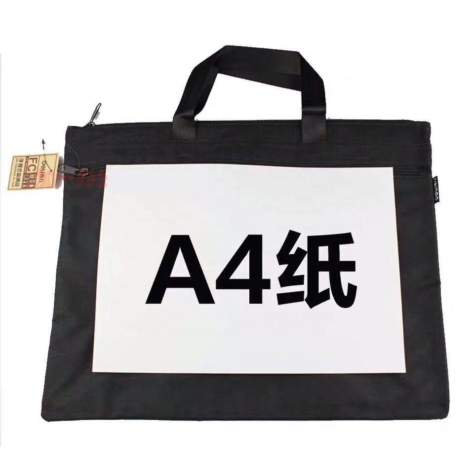 A4 Document Bags Portable Double Layer File Folder Zipper Canvas Filing Holder for Computer Paper Documents