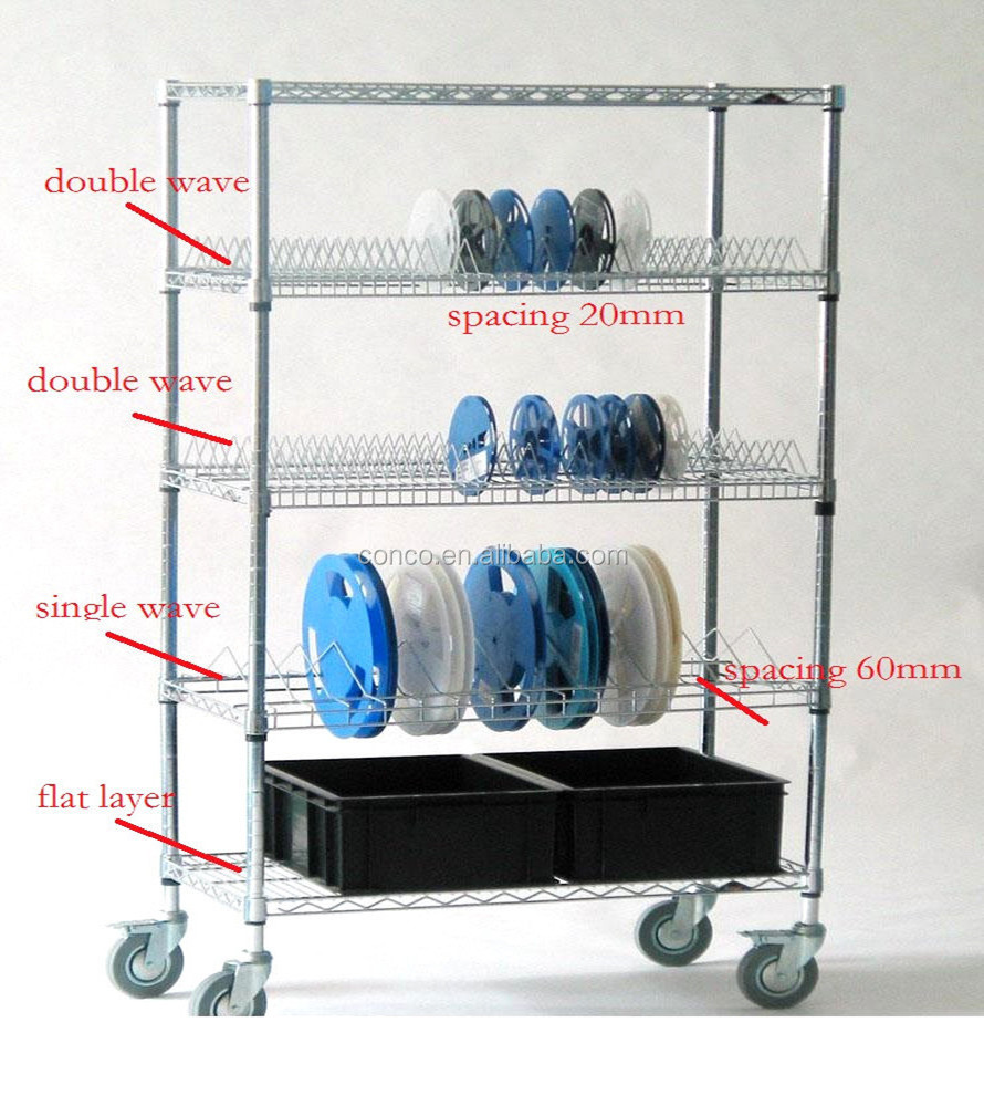 ESD PCB Storage Cart Trolley Stainless Steel Cart With Wheels