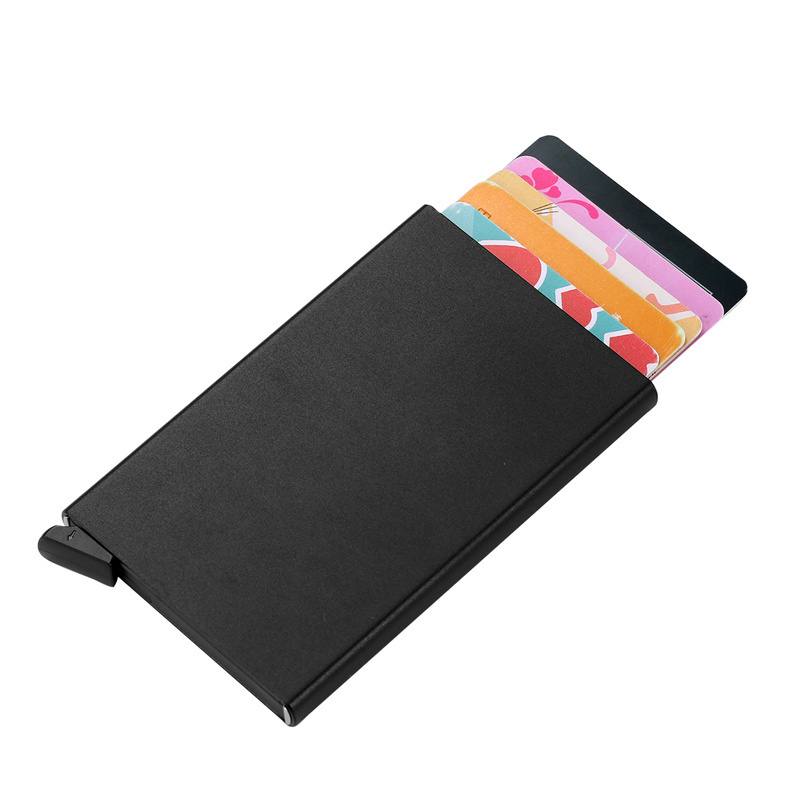 RFID Card Holder Slim Pop Up Credit Card Wallet Case Stainless Steel Aluminum Metal Card Holder