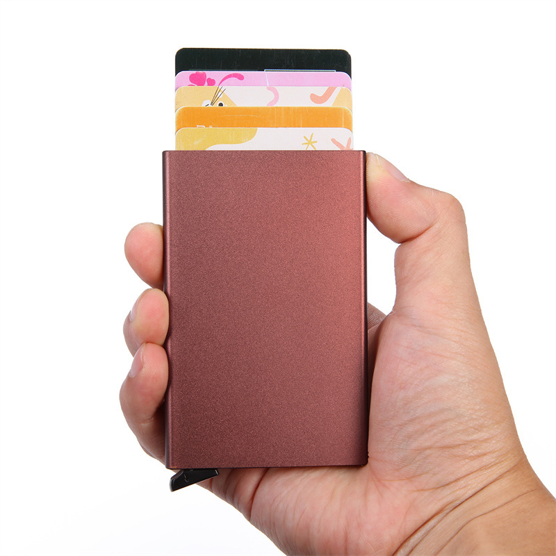 RFID Card Holder Slim Pop Up Credit Card Wallet Case Stainless Steel Aluminum Metal Card Holder