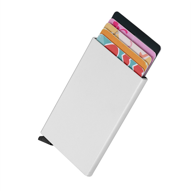 RFID Card Holder Slim Pop Up Credit Card Wallet Case Stainless Steel Aluminum Metal Card Holder