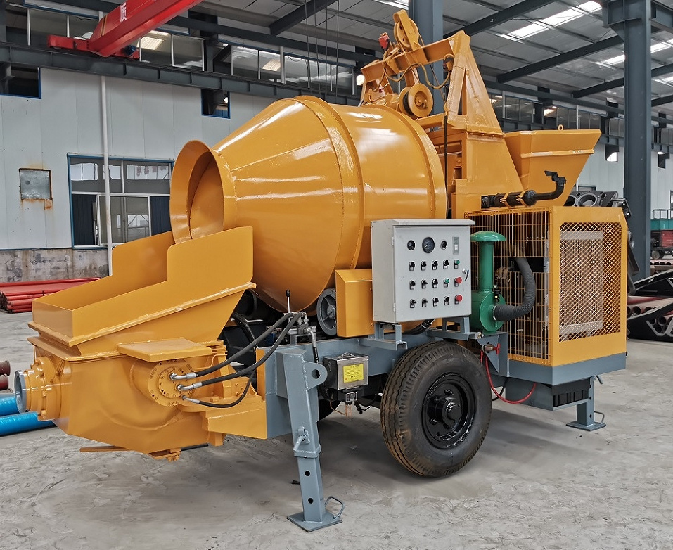 MINLE Mobile Diesel Concrete Mixer With Pump Machine/Self Loading Portable Concrete Mixer With Pump For Building Construction