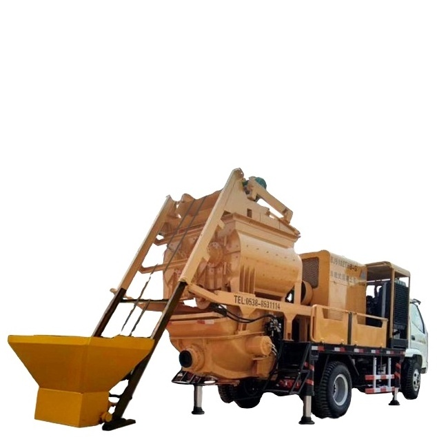 JS500 Twin Shaft Mixer 40m3/h Double Diesel & Electric Concrete Mixer Pump Truck 450l Discharging Capacity Plc Core Components