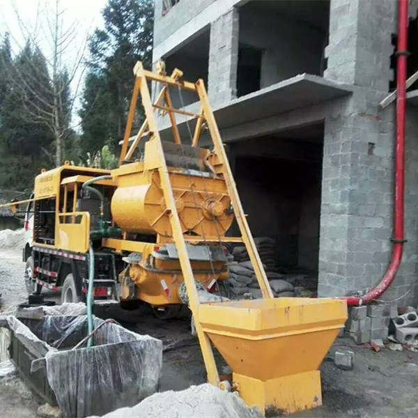 JS500 Twin Shaft Mixer 40m3/h Double Diesel & Electric Concrete Mixer Pump Truck 450l Discharging Capacity Plc Core Components