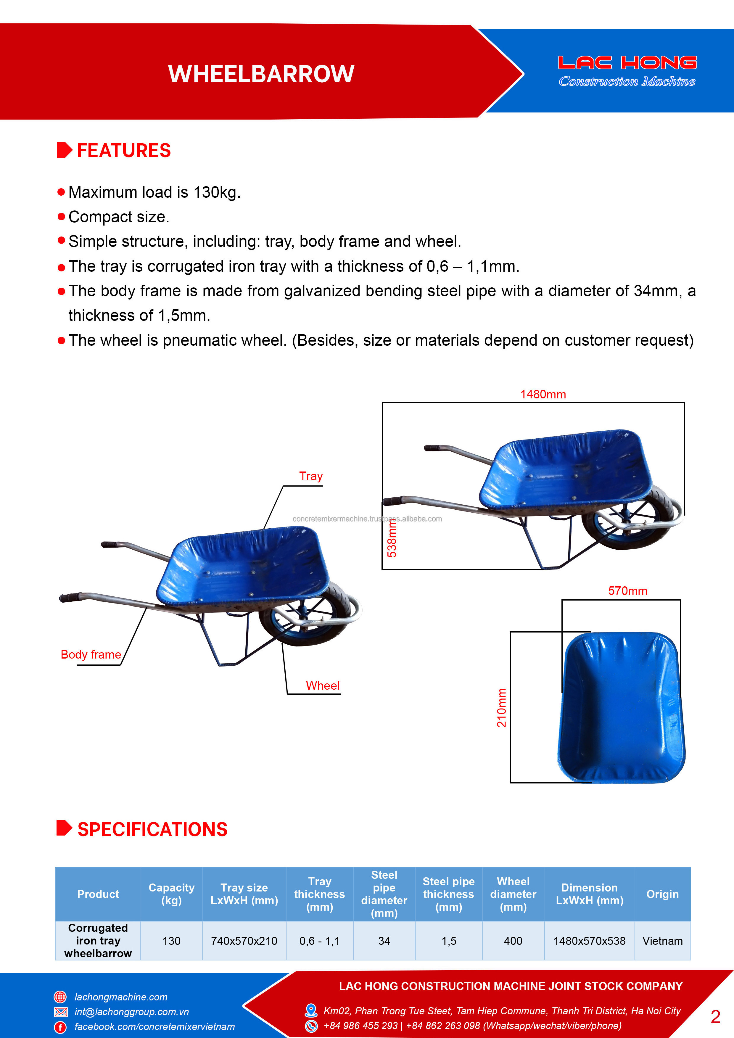 New design 2021 plastic tray durable wheelbarrow industrial conversion kit with engine electric or your request producer