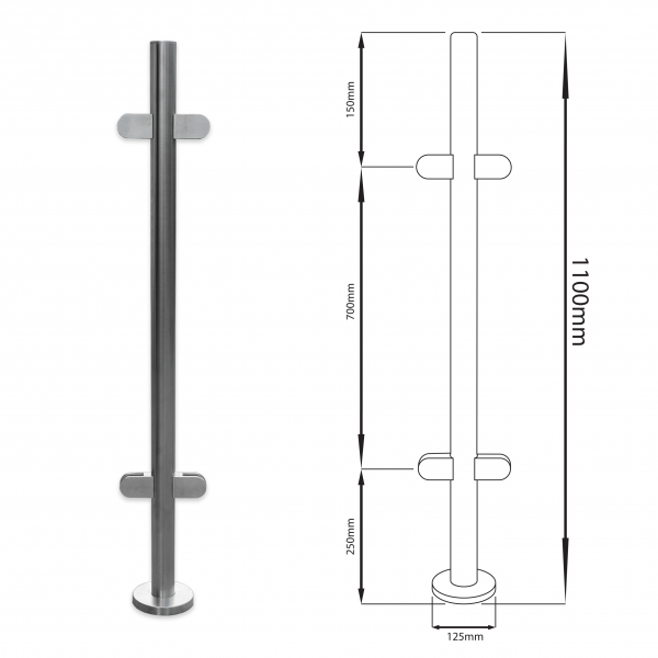 Chinese glass fence stainless steel railing pillar