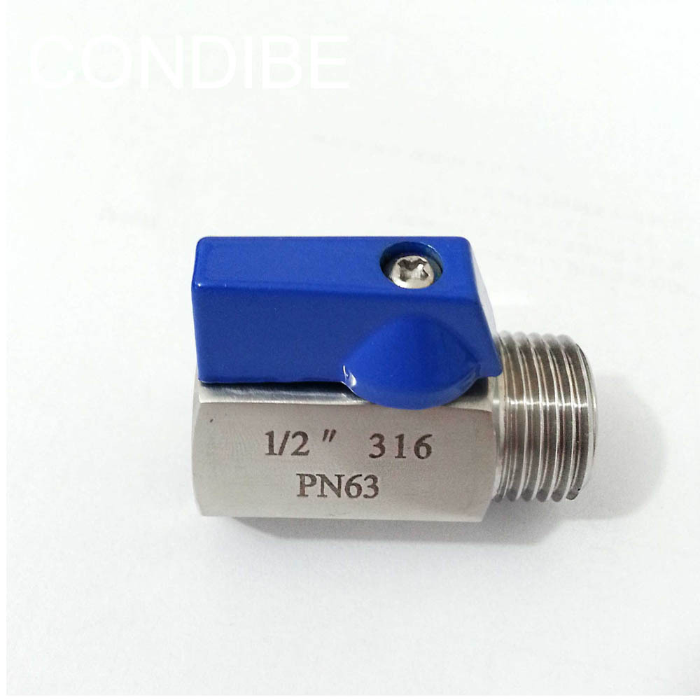 CONDIBE 1/2' male thread 316 stainless steel mini ball valve PN63