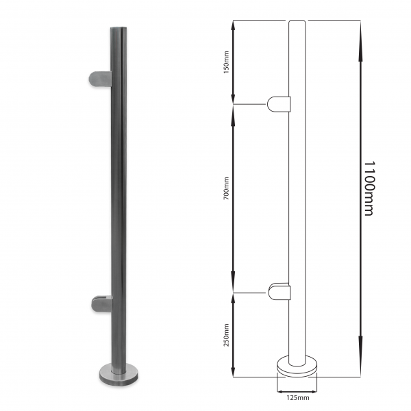 Chinese glass fence stainless steel railing pillar