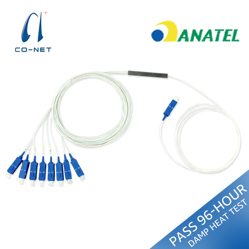 CO-NET Wholesale Factory Price Fiber Optic ANATEL Certified 1x8 SC/APC Micro Mini Block Steel Tube FTTH PLC Splitter