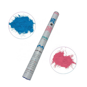 Baby shower gender reveal confetti cannon party supplies with blue or pink powder