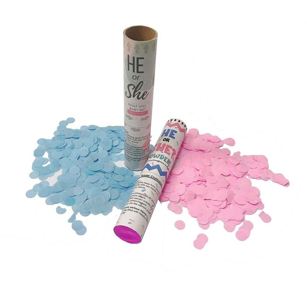 Gender Reveal Baby Shower Party Reveal Color Dispenser powder confetti cannon popper