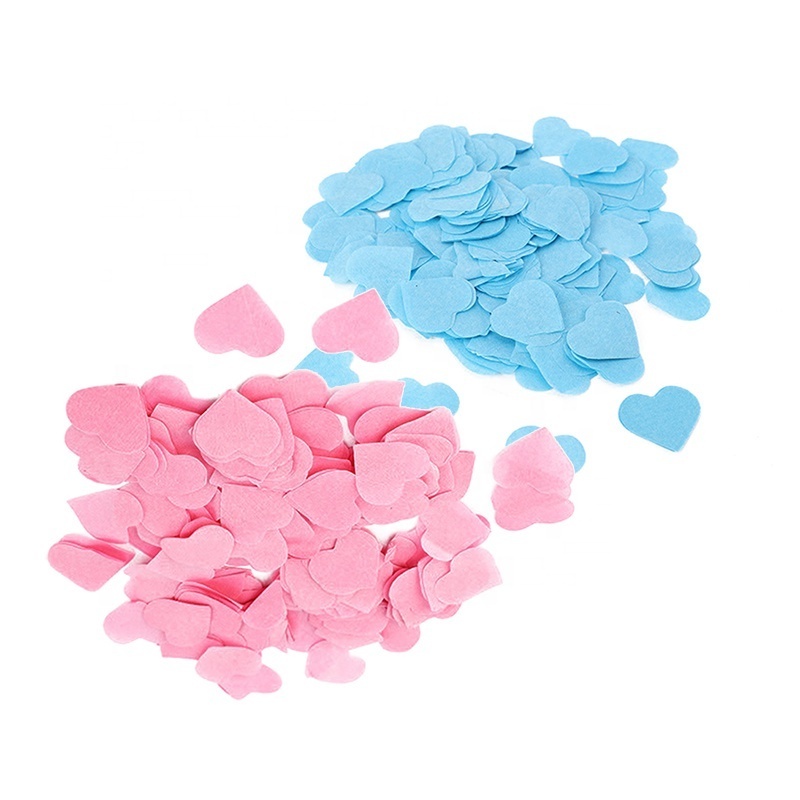 Factory Direct Confetti Heart Shape Pink and Blue Flameproof Paper Tissue Gender Reveal Love Confetti